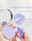 Matte Foundation Powder, Jelly Setting Powder with Mini Puff, Powder-free Oil Control Face Pressed Powder Creates Long-Lasting Silky Blurring Waterproof Makeup
