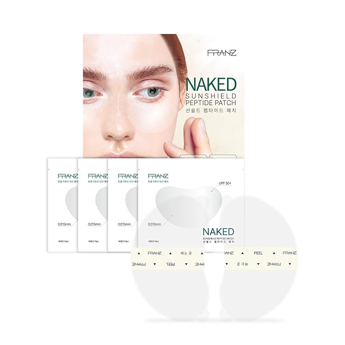 FRANZ UV Protection Peptide Sun Patches, Ultra-Thin Sunshield for Face, 4 Pairs (Regular Size), Anti-Aging & Skin Rejuvenation, Perfect for Outdoor Sports – Golf, Hiking, Driving, Korean Skincare