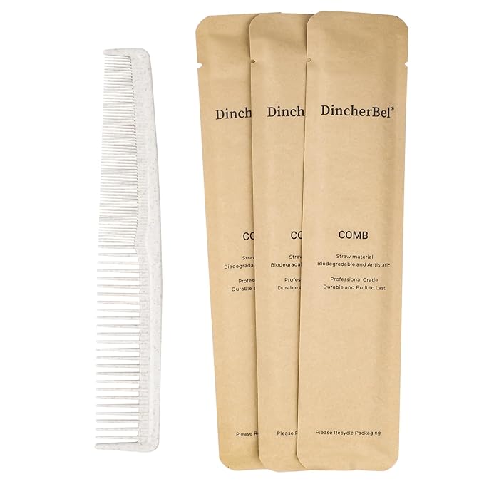 Hair Combs Bulk, Disposable Wheat Straw Combs Individually Wrapped Combs for Hotel, Travel, Airbnb, Charity, Church, Homeless (Pack of 50)