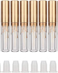 10 pcs Empty Lip Gloss Tubes, Transparent and Glod Plastic Lip Gloss Tube Containers DIY Lipstick Balm Travel Makeup Transparent Bottle With Matte Gold Cap Lip Gloss Bottles
