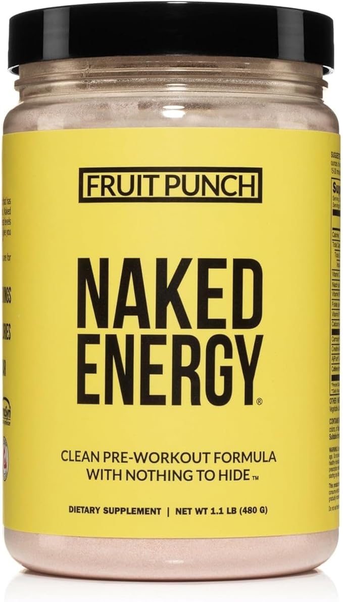 Naked Fruit Punch Naked Energy - Clean Pre Workout Supplement for Men and Women, Vegan Friendly, No Added Sweeteners, Colors Or Flavors - 30 Servings