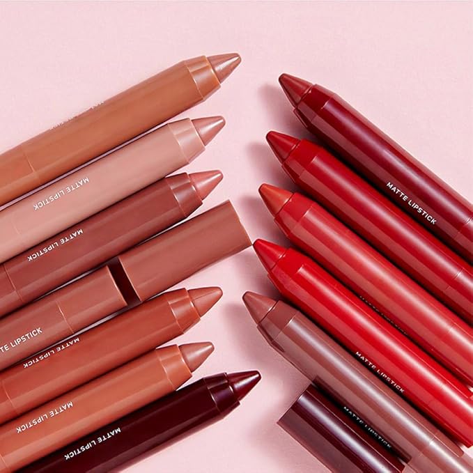 BINGBRUSH Crayon Matte Longwear Lipstick Pack Set,Moisture Smooth Color Stick Ultimate Lip Crayon for Makeup Collection - Waterproof Velvet Lipgloss (09#, 1 Count (Pack of 1))