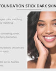 Blanc Cover Cream Stick,Korean Color-Changing Foundation Stick, Full Coverage Base Makeup， Dual-Ended with Detachable Brush for a Flawless Look (Dark Skin)