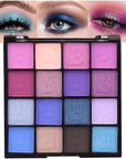 evpct 16 Colors Glitter Shimmer Matte Light Navy Blue Purple Pink Eyeshadow Makeup Palette Pallet Waterproof Highly Pigmented Smokey Pressed Sparkly Shiny Eye Shadow paletas de sombras para de ojos
