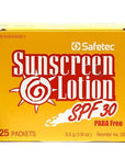 Safetec Sunscreen, 3.5 g. (.123 oz.) Pouch 25ct. Box (24 Boxes/case) SPF 30
