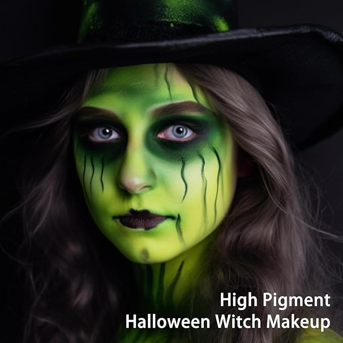 UCANBE Ogre Green Face Body Paint Makeup Foundation, Green Greasepaint for Christmas & St. Patrick's Day, Face Painting Kit for Halloween Monster Witch Goblin Shrek Hulk Gamora SFX Makeup & Costume