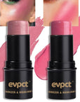 evpct 2Pcs Shimmer Pink Rose Cream Blush Stick