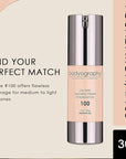 Bodyography Natural Finish Foundation Makeup (Light #100) Oil-Free Gluten-Free, Paraben-Free, 1 oz