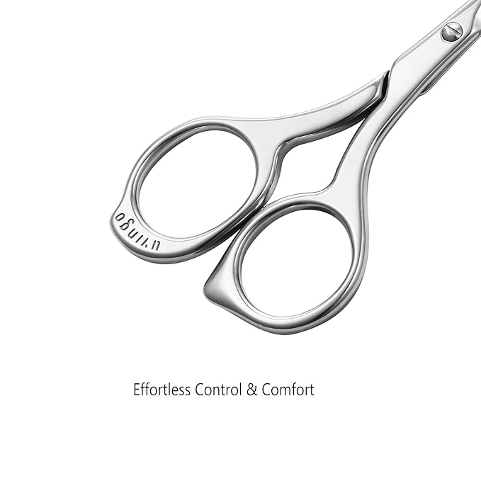 LIVINGO Nose Hair Scissors – Precision Stainless Steel Trimming Scissors with Rounded Tips, Safe and Easy Grooming for Nose, Ear, and Facial Hair
