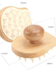 Scalp Massager Shampoo Brush, Wooden Wet and Dry Hair Scalp Care Brush, Shower Brush Scalp Scrubber Exfoliator with Soft Silicone Bristles for Dandruff Removal, Hair Growth (Beige)