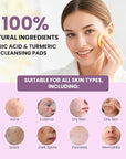 Turmeric Kojic Acid Cleansing Pads, 30 Count | Soothing Chamomile | Nourishing & Brightening, Oil Control & Even Skin Tone for All Skin Types