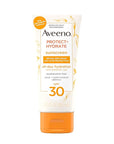 Aveeno Protect + Hydrate Moisturizing Sunscreen Lotion with Broad Spectrum SPF 30 & Prebiotic Oat, Weightless Sweat & Water-Resistant Full Body Sunscreen, Oxybenzone-Free, 3.0 fl. oz