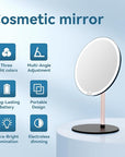 Makeup Mirror with Lights, 4K Ultra-Clear Reflection, Long-Press Adjustable Brightness, 3 Glow Settings, Flexible Multi-Angle Design – Perfect for Makeup and Skincare (Black)