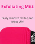 Skinny Tan, Exfoliating Glove Mitt - Dual Sided for Different Levels of Exfoliation - Vegan, Cruelty Free - Preps Skin for Self Tanner - Pink, 1 Pc