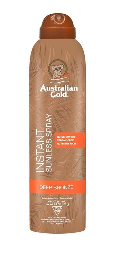 Australian Gold Instant Sunless Tanning Spray, 6 Ounce| Rich Bronze Color with Fade Defy Technology | Energizes & Softens Skin | New Packaging Same Great Formula