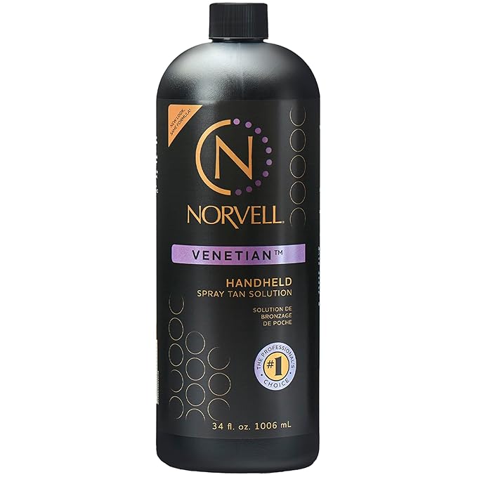 Norvell Premium Spray Tan Solution Venetian 1 Liter – Professional Sunless Tanning Formula for Natural Bronze Glow, Streak-Free, Fast-Drying, Long-Lasting Color