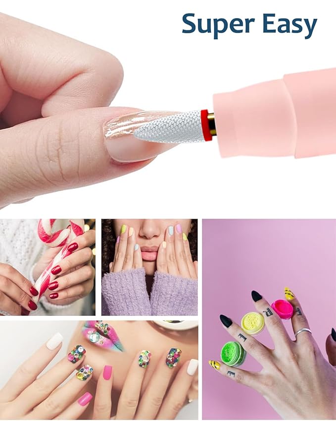 Electric Nail Drill & Gel Polish Remover - 5-Speed Cordless Nail File Filer Grinder - Rechargeable Manicure Kit for Acrylic Gel Nails Cuticle Callus Remover - Electric Nail Drill Buffers for Women
