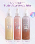 KYDA Sheer Body Sunscreen Mist, SPF 45, Radiant Glow Sunscreen Spray, Infused with Shimmer Body Oil, Ultra-fine Glowing Mist, Quick Drying, Lightweight Hydrating Spray, 4.06 fl oz, GOLD