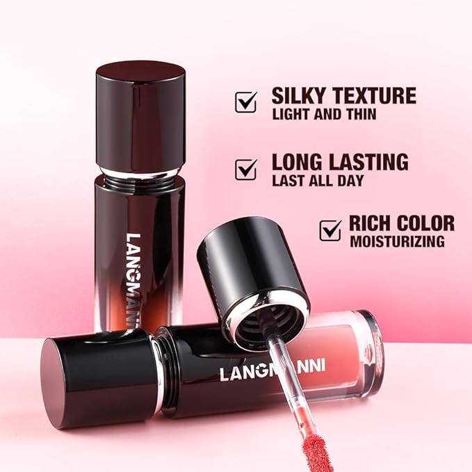 LANGMANNI Lip Oil Tint | Hydrating & Long-Lasting Lip Stain | Moisturizing And High Gloss Makeup,Non-Sticky Lip Stain For Watery And Silky Smooth Lips(#2 Peach Blossom)