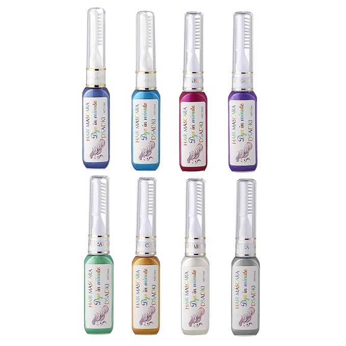 Temporary Hair Color Mascara Washable Hair Dye Stick Non-toxic Instant Hair Chalk Dye for Girls Women (8PCS MULTI)