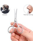 LIVINGO Premium Curved and Rounded Nose Hair Scissors for Men, 2 PC Set Nail Cuticle Manicure Scissors Shears Kit for Beard/Mustache, Ear, Facial Hair, Eyebrows, Eyelashes for Women