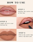 evpct Longwear Liquid Lip Liner Stain Marker Pen Long Lasting Waterproof, Nude Brown Matte Semi Permanent 24 Hour Lip Liner and Lipstick Combo, Korean Color Stay Lipliner All Day, Lips Stain peel off