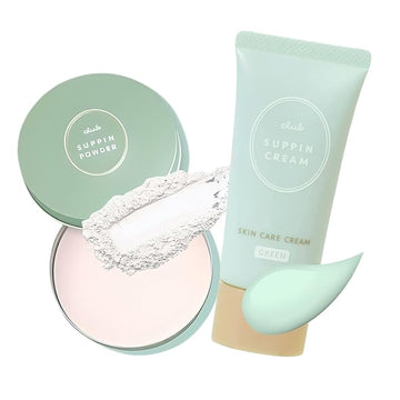 Suppin Translucent Setting Powder & Hydrating BB Cream, Translucent Pressed Powder & Organic BB Cream Foundation with Shea Butter, Planted Protein & Collagen, White Floral Bouquet