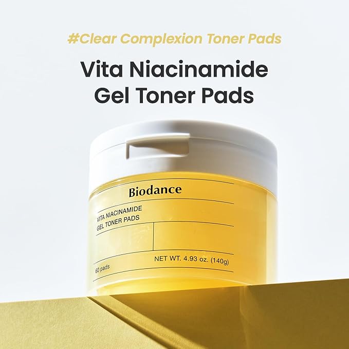 Biodance Vita Niacinamide Gel Toner Pads, Spot Correcting, Gentle Exfoliating, Evening Skin Tone, Brightening, Hydrating | 4.93 fl.oz.(140g), 60Pads