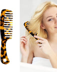 Large Wide Tooth Hair Comb, LADYAMZ [Tortoise Shell] Cellulose Acetate Round Tooth Comb for Straight/Curly Hair,Short/Long Hair Women Men or Kids, Easy Detangling Wet or Dry, Anti-static (Brown)