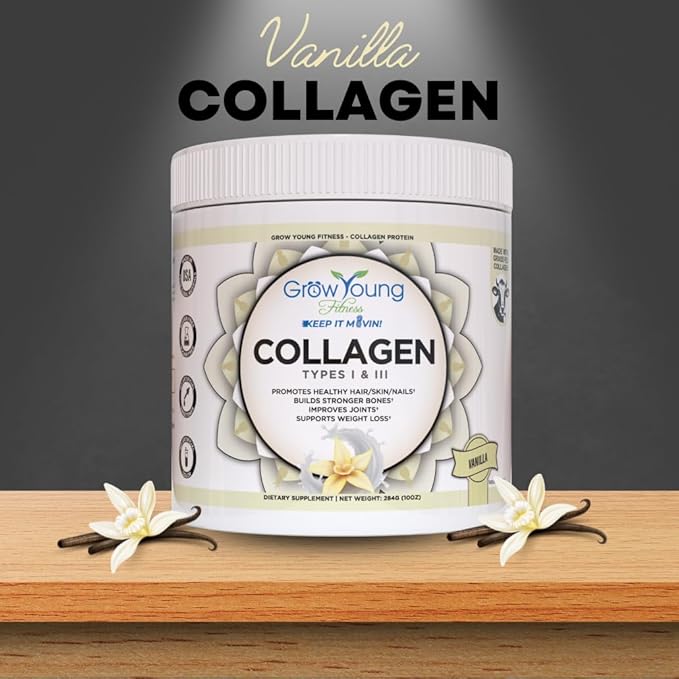Grow Young Fitness Collagen Protein - Vanilla, Promotes Skin, Bones, Joints, Weight Loss, Sugar Free (12.41 oz) (1 Pack, 20 Servings)