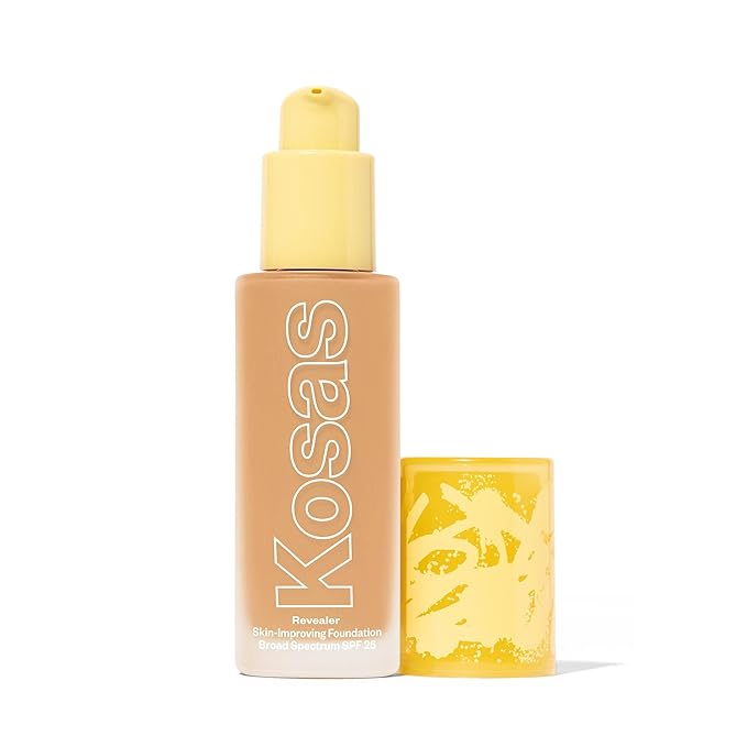 Kosas Revealer Skin-Improving Foundation with SPF 25 Protection - Hydrate, Brighten, Soothe, Plump, Protect Skin - Smoothing Texture, Natural Finish and Clean Formula - Medium Neutral Warm 230