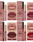LANGMANNI 4pcs Matte Lipstick with Lipliners Durable Makeup Set,Long-Lasting Non-Stick Cup Not Fade Waterproof Pigmented Velvet Lipgloss Kit Beauty Cosmetics Makeup Gift for Girls(#3+4+6+12)