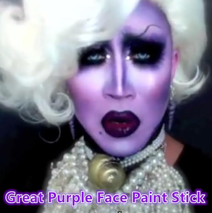 Go Ho Dark Purple Face Body Paint Stick,Easily Washable Formula Purple Face Paint Stick,Non-toxic Cream Purple Body Paint for Adults Children Halloween Mermaid Ursula Costume Cosplay SFX Makeup