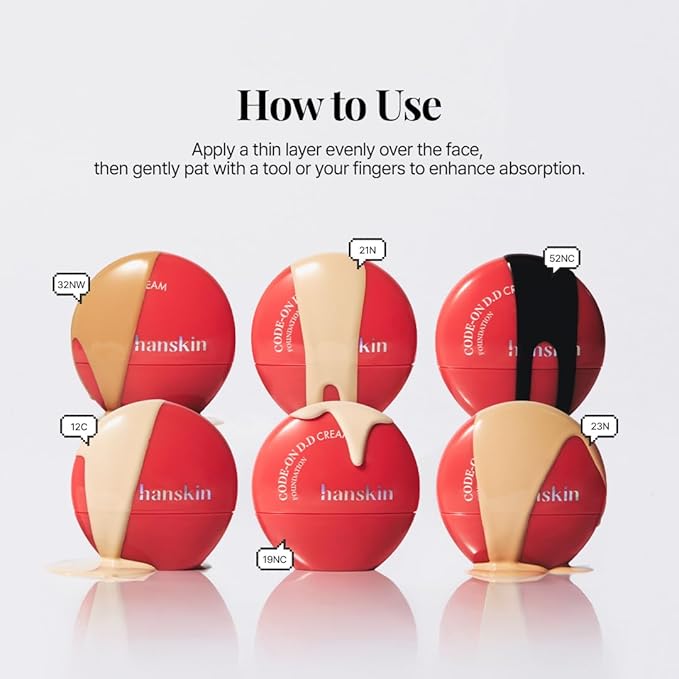 Hanskin Code on Double D Cream Foundation, Full Coverage Korean Liquid Skin Tint Foundation, Semi-Matte Finish, Lightweight Pore-Perfecting Base, 1.18 Fl Oz (23N NATURAL BEIGE)