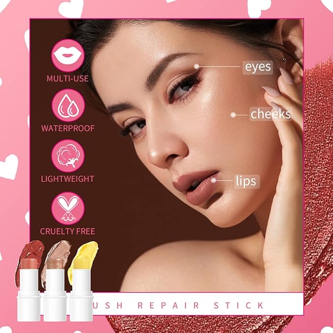 Blush Stick, Matte Cream Blush Stick for Cheeks, Lasting(06 Coral)
