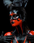 MEICOLY Devil Red Face Body Paint Stick (1.06 Oz),Sweatproof Waterproof Face Piant for Clown Joker Demon Vampire Spiderman Halloween Makeup,Cream Blendable Full Body Paint,Red Eye Black Stick