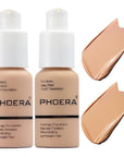 2 Pack Meifen Foundation 103# Warm Peach and 104# Buff Beige,Full Coverage Flawless Soft Matte 24 HR Oil Control Waterproof Concealer Liquid Foundation Makeup. ﻿