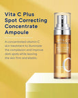 MISSHA Vita C Plus Spot Correcting Concentrate Ampoule 0.52 Fl oz/15ml, Korean Vitamin C Serum for Face, Improves Dark Spots & Firms Skin with 33% VITA C Liposome Formula
