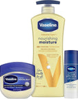 Vaseline Intensive Care Essential Healing Body Lotion, 20.3 oz, Bundled with Petroleum Jelly Original, 7.5oz, and All-Over Body Balm Stick, 1.4 oz - Pack of 3, Moisturizing Skin Care