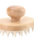 Scalp Massager Shampoo Brush, Wooden Wet and Dry Hair Scalp Care Brush, Shower Brush Scalp Scrubber Exfoliator with Soft Silicone Bristles for Dandruff Removal, Hair Growth (Beige)