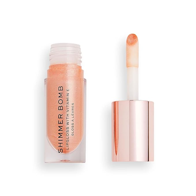 Makeup Revolution, Shimmer Bomb Lip Gloss, Infused With Vitamin E, Shimmery Finish, Available In 6 Shades, Starlight, 4.5ml