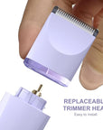 OLOV Electric Body Hair Trimmer - Groin Trimmer for Men - Bikini Trimmer Women - Wet/Dry Shaver Groomer, Replaceable Ceramic Blade Heads, USB Recharge Dock, Waterproof Hygiene Razor,Purple