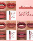 Matte Lip Liner Pencil Set 3 Pack, Long-Lasting Waterproof Lip Liners, Smudge-Proof and High Pigment Lip Liner Kit, Smooth Application for Defining & Shaping Lips, Non-Fading Matte Finish-3#