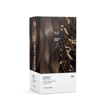 IGK Permanent Hair Dye Color Kit | 6G Mystic Love- Golden Light Brown | 100% Gray Color Coverage + Strengthen + Shine | Ammonia Free