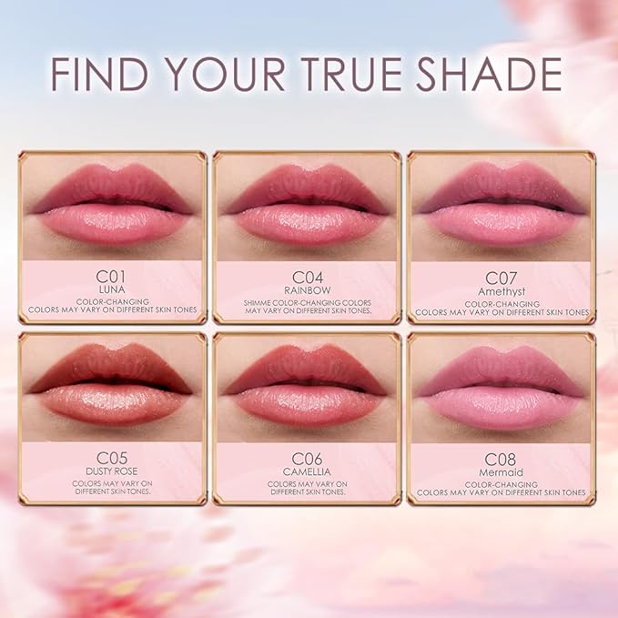 CATKIN Lip Balm Tinted Color Changing Lipstick Ultra Hydrating Lip Moistrurizer Lip Care with Vitamin E Nourishing For Cracked & Dry Lips 0.12 oz C04 Rainbow