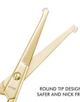 LIVINGO Professional Nose Hair Scissors, Multi-purpose Stainless Steel Rounded Tip Straight Blade, Facial Hair Beard Eyebrows Ear Trimming Beauty Grooming Tool for Men & Women, 3.5” Gold