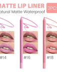 evpct 3Pcs Violet Rose Nude Pink Matte Long Lasting Wear Lip Liner Pencils Makeup Set for Shaping & Sculpting Lips, No Transfer Waterproof Pigmented Lip Liner Crayon lipliners Lipstick Pencil 14+16+18
