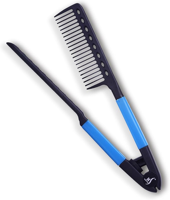 Herstyler Hair Straightening Comb - Straightener Comb for Flat Iron - Makes Styling Easy - Get Straight Hair in Minutes (Blue)