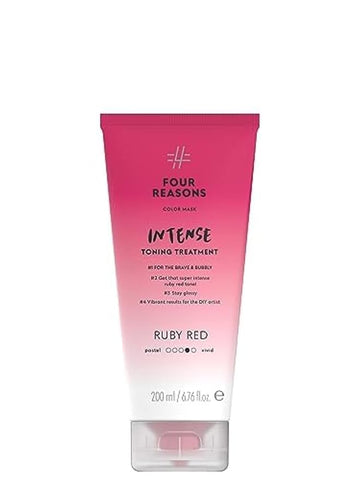 FOUR REASONS Color Mask INTENSE- Ruby Red, 6.76 fl oz - Semi Permanent Hair Dye for Lightened and Colored Hair, 100% Vegan Conditioner - Intensive Toning Treatment with 27 Colors - Cruelty Free