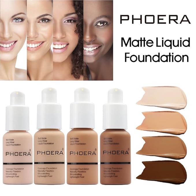 2 Pack Meifen Foundation 103# Warm Peach and 104# Buff Beige,Full Coverage Flawless Soft Matte 24 HR Oil Control Waterproof Concealer Liquid Foundation Makeup. ﻿